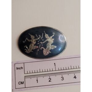 Siam Sterling Silver Niello Oval Brooch